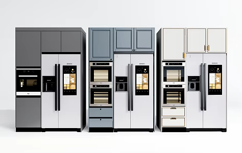 Modern Cabinet Kitchen Cabinet Refrigerator Combination Built-in Refrigerator 3d model