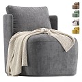 Modern Lounge Chair Cloth Wooden Pillow Plaid 3d model