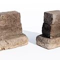 Natural Stone And Wood Stacked Decorative Pedestals With Textured Surfaces