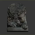 Artistic Stone Lion Sculpture In Lying Position With Detailed Mane And Textured Base