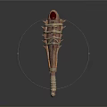 Detailed Hand Carved Sculpture with Ropes Wrapping and Red Gemstone Accent