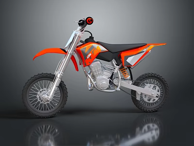 Orange And Black Modern Dirt Bike With Reflective Surface And Sleek Design 3d model