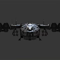 Sci Fi Fighter Spaceship Model Featuring Mechanical Structure Multiple Engines And Red Accents 3d model