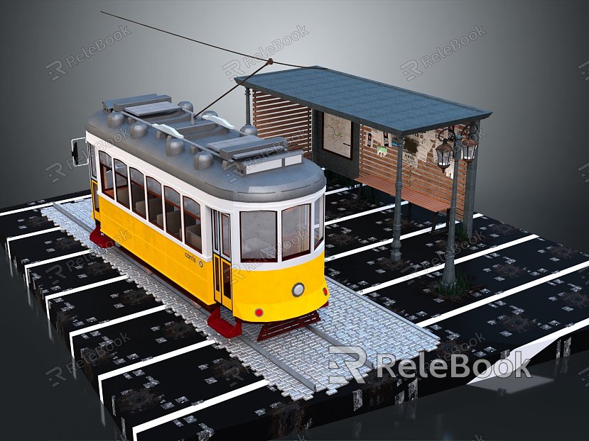 Modern tram streetcar tram system city tram model