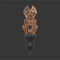 Futuristic Cosmic Spaceship 3D Model With Orange Gray Design And Aerodynamic Structure