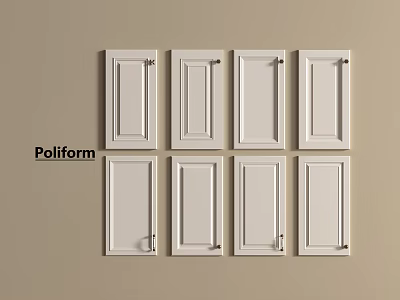 Poliform White Wardrobe Doors Arranged On Beige Background With Modern Design 3d model