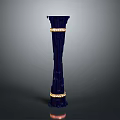 Elegant Deep Blue Decorative Column With Golden Rings And Smooth Design