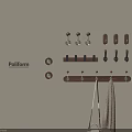 Poliform Wall Mounted Wooden And Metal Hooks With Hanging Towel On Beige Wall