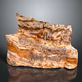 Natural Rock Sculpture With Carved Details And Brown Orange Layered Texture