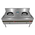 Stainless Steel Kitchen Stove With Two Burners And Control Knobs In Tiled Kitchen Setting 3d model