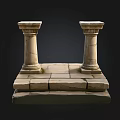 Two Classical Roman Stone Columns With Intricate Carved Base Details