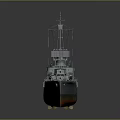 Realistic 3D Warship Model With Detailed Superstructure Gray Hull And Red Bottom