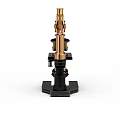 Vintage Golden And Black Microscope With Metal Structure And Stable Base