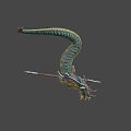 Dragon Like Game and Movie Character With Serpentine Body Holding Spear And Armored Details