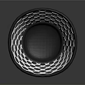 Mesh Design Trash Can With Black And White Polka Dots And Black Rim