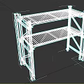 Sturdy Two Tier Display Shelf With Metal Frame Blue Shelves And Orange Base Supports
