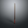 Sharp Long Blade Weapon With Red Handle And Metallic Sharp Edge Design 3d model