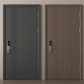 Modern Security Doors With Gray And Brown Finishes Electronic Locks And Handles