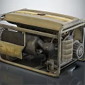 Vintage Yellow Generator With Metal Frame Ventilation Grille And Mechanical Components