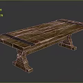 Rustic Wooden Table With Dark Straps And Solid Wood Legs For Home Living