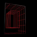 Red Line 3D Frame Structure With Nested Rectangles On Black Background 3d model