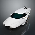 Futuristic White Car With Sleek Design Green Windshield And Roof Mounted Devices