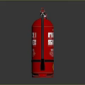 Portable Red Fire Extinguisher With Pressure Gauge And Warning Labels