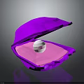 Shiny Pearl Inside Open Purple Shell With Pink Lining On Dark Background