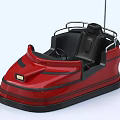 Red Functional Bumper Car With Black Seats Steering Wheel And Metal Railings