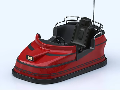 Red Functional Bumper Car With Black Seats Steering Wheel And Metal Railings 3d model