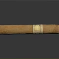 Premium Brown Cigar With Gold Label On Black Reflective Surface 3d model