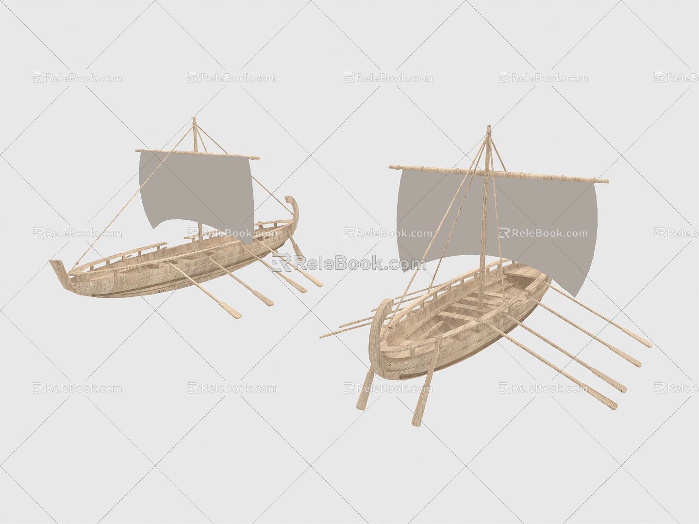 Nordic boat solid wood sailboat 3d model