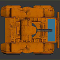 Orange Toy Tank With Turret Cannon Blue Window And Textured Wheels