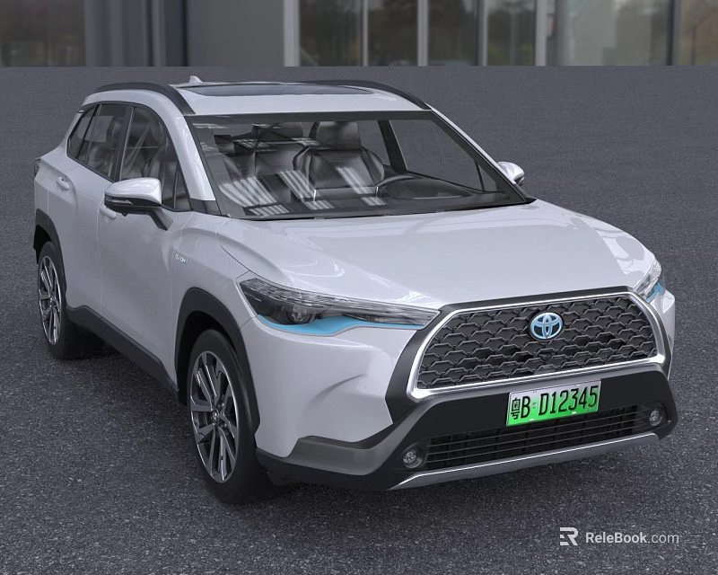 White Toyota SUV Modern Exterior Design Green License Plate Electric Vehicle 3d model 