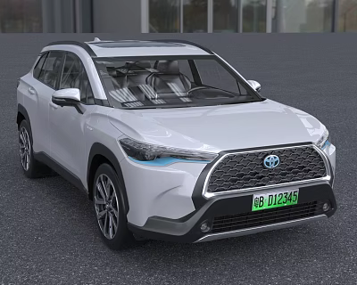 White Toyota SUV Modern Exterior Design Green License Plate Electric Vehicle 3d model