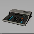 Retro Electronic Calculator Device With Digital Display Blue Red Buttons And Gray Black Casing 3d model