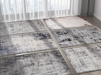 Square Rugs With Abstract Pattern In Gray Tone For Modern Room With Natural Light 3d model