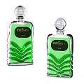 Two Elegant Green Perfume Bottles With Wavy Design And Transparent Glass