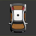 Small Silver Modern Car With Black Roof Device And Orange Interior Seats 3d model