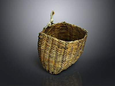 Handwoven Natural Fiber Basket With Handle For Daily Storage And Home Use 3d model