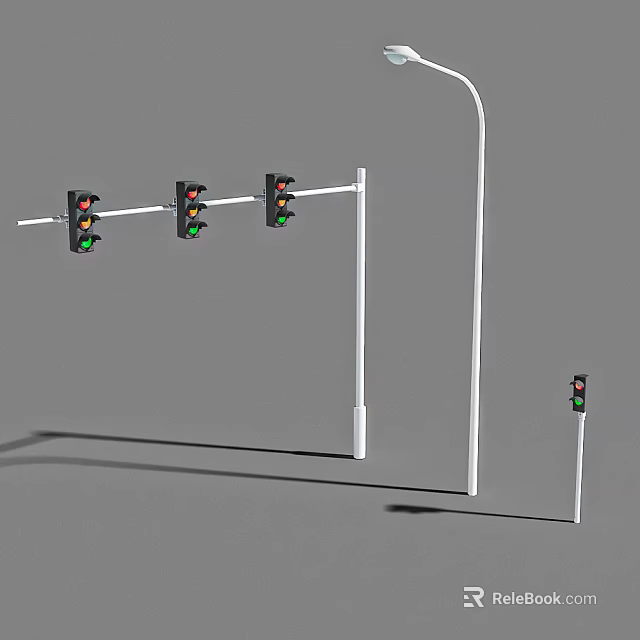 Outdoor Lights Featuring Traffic Signals And Lamp Posts For Street Use 3d model 