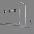Outdoor Lights Featuring Traffic Signals And Lamp Posts For Street Use 3d model