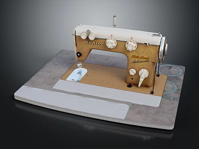 Vintage Industrial Sewing Machine With Bailey Brand Gray Platform And White Pedal 3d model