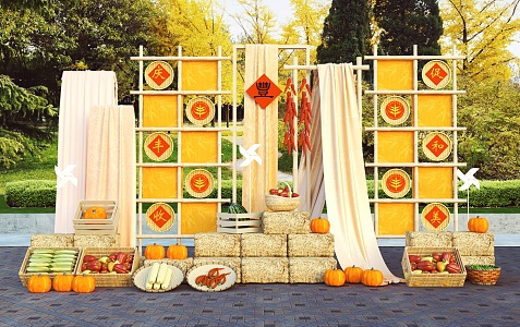 Harvest Festival Mei Chen Sun Autumn Corn Pumpkin Thatched House Caoheaps Folk Custom Tourism Festival Market Photo Wall Internet Red Card Point Autumn Harvest Windmill 3d model