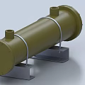 Green Cylindrical Industrial Equipment With Metal Mounting Brackets And Top Ports