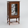 Elegant Traditional Wooden Wine Cabinet With Decorative Glass Door And Carved Legs