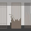 Modern Decorative Screens Featuring Vertical Slats And Wooden Structure For Interior Design 3d model