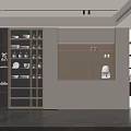 Modern Sideboard With Open Shelves Dishes Bottles LED Lighting And Decorative Items