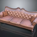 Classic Style Three Seater Sofa With Tufted Design Carved Details And Accent Pillows