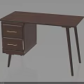 Modern Minimalist Wooden Desk With Two Drawers Metal Handles And Slim Legs